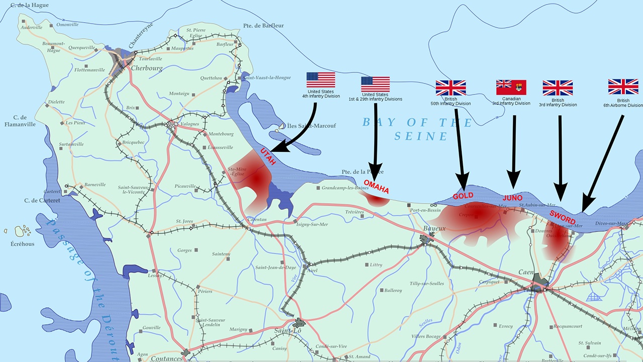 Map of D-Day Beaches